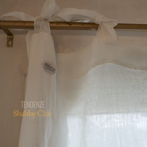 appeso Chez Moi Tenda in lino con balze in pizzo Corinzio 140x300 Vintage Fango