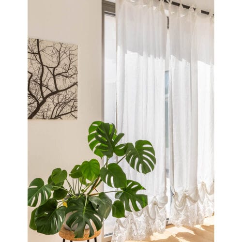 Chez Moi Rideau à Cordon Flora 120x300 Blanc Naturel