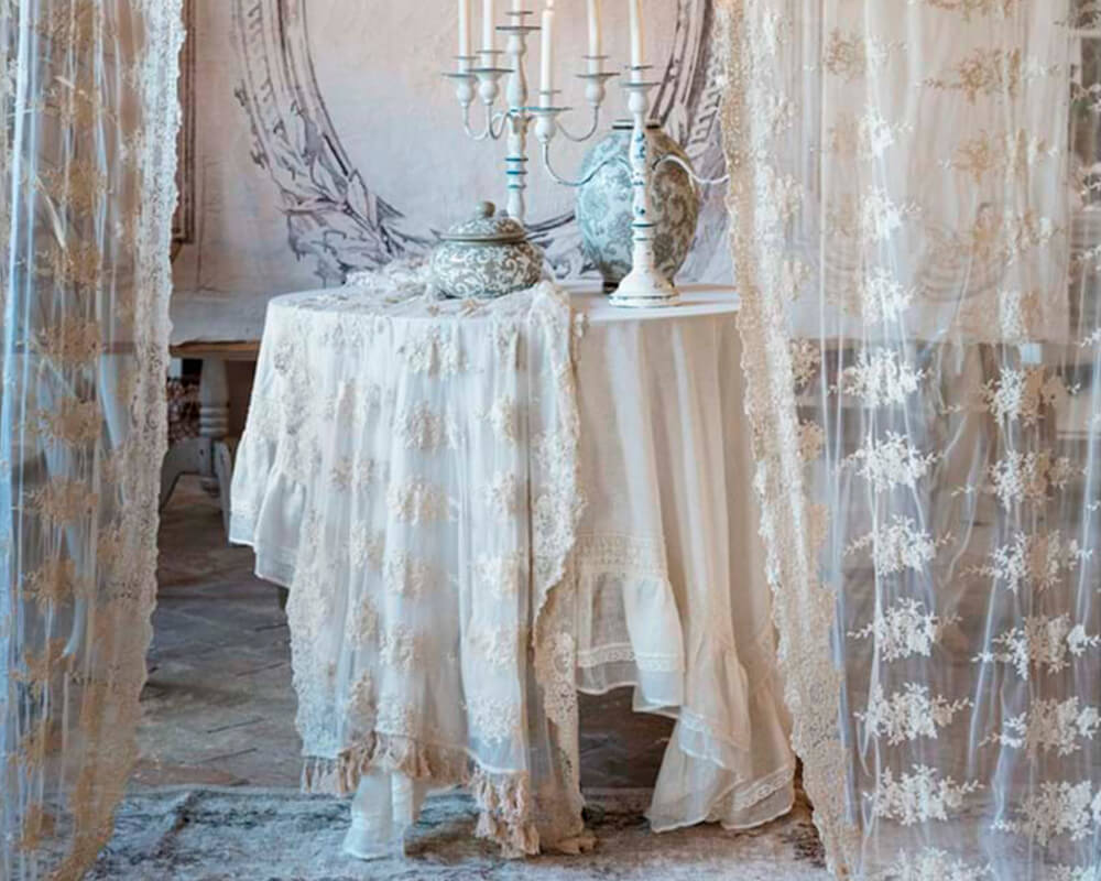 Set piatti in porcellana 1 piano + 1 fondo serie Toile de Jouy blu shabby  chic