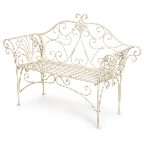 Alternative view of Panchina in metallo color avorio shabby chic Nuvole di Stoffa 136x46x96 cm