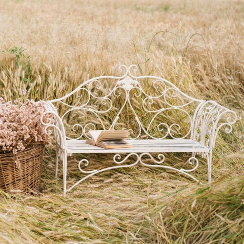 Panchina in metallo color avorio shabby chic Nuvole di Stoffa 136x46x96 cm