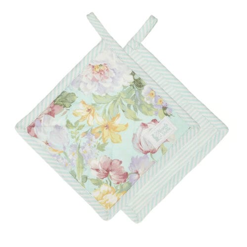 Nuvole di Stoffa Presina double face a fantasia floreale e a righe Grace 18x18