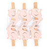 Nuvole di Stoffa Set de 6 pinces à linge avec décoration en métal en forme de lapin rose