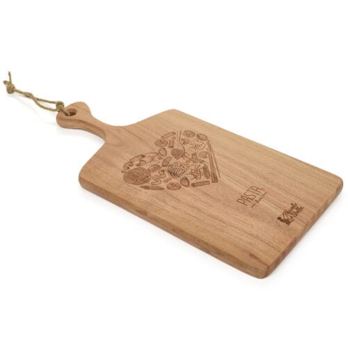 Nuvole di Stoffa Tagliere in legno con cuore stilizzato impresso a fuoco - My Home