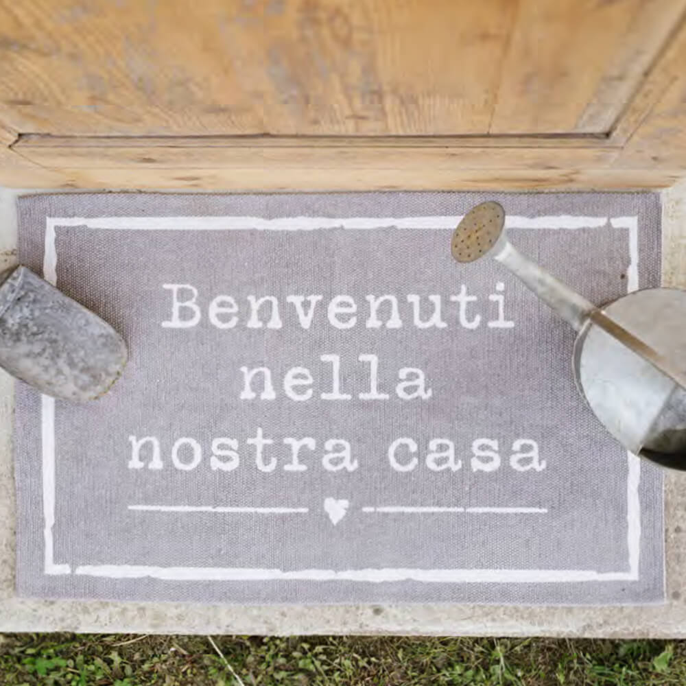tappeto my home benvenuti nella notra casa grigio