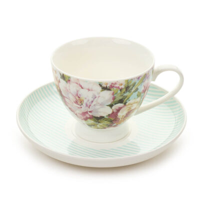 Tazza da tè con piattino in porcellana Grace Nuvole di Stoffa