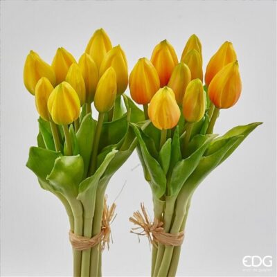 EDG Mazzo di tulipani giallo arancio 9 boccioli H 29 cm