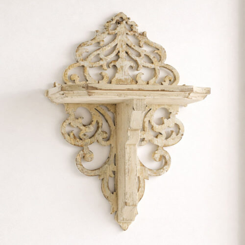 Mensola in legno decapè con intarsi e decori EDG