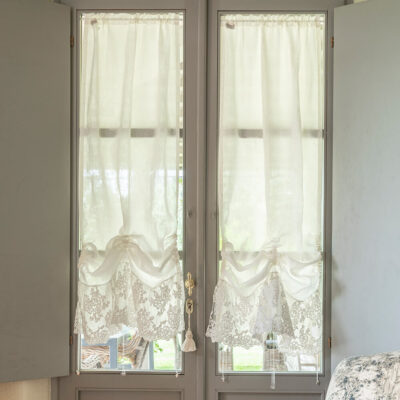 Chez Moi Coppia di tendine a finestra con coulisse Flora Bianco naturale 60x160