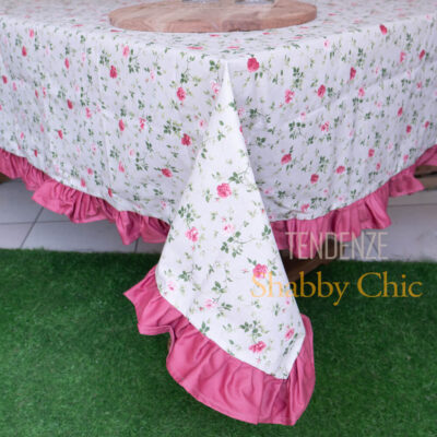 L'Atelier 17 Mantel de algodón resinado con pequeñas flores y volante rosa - 3 tallas