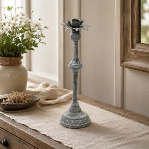 porta candela in metallo shabby Nuvole di Stoffa