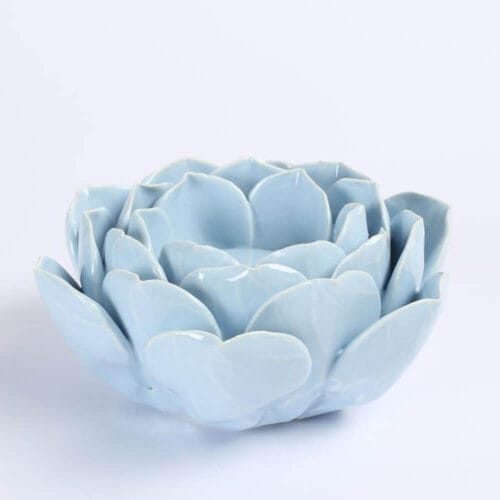 Luxe Lodge Bougeoir forme nénuphar en céramique bleue ∅ 14 cm