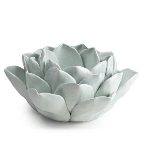Luxe Lodge Bougeoir forme nénuphar en céramique vert d'eau ∅ 14 cm
