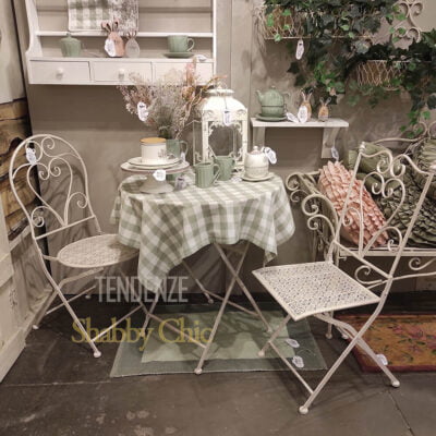 Set tavolo e 2 sedie in metallo avorio shabby chic Nuvole di Stoffa 2