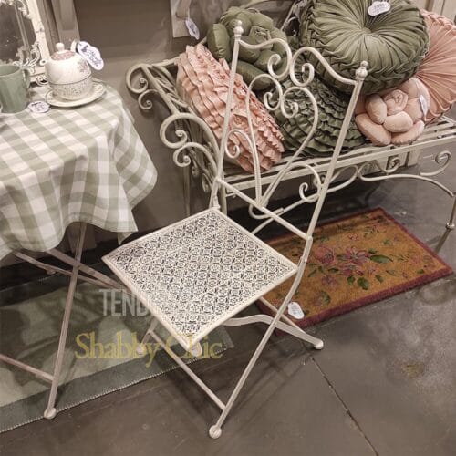 Set tavolo e 2 sedie in metallo avorio shabby chic Nuvole di Stoffa 3