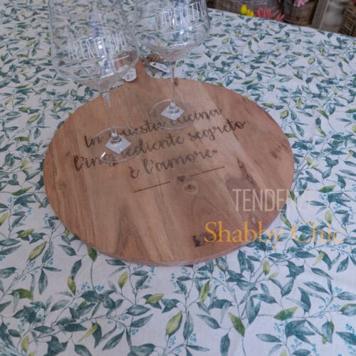 Tovaglia resinata con foglie e balza blu 3