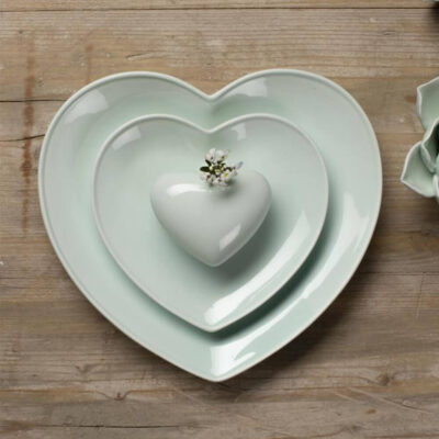 Luxe Lodge Set piatti a forma di cuore per 2 persone Verde acqua