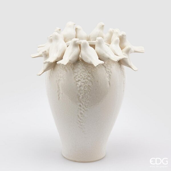 EDG Vaso in ceramica avorio con colombine H 33 cm