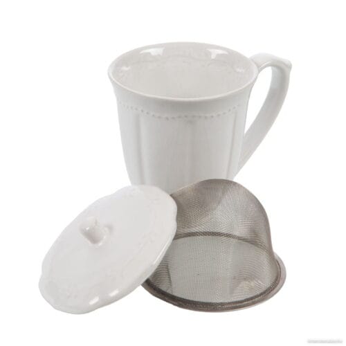 Alternative view of Taza de porcelana blanca con filtro Romy y tapa.