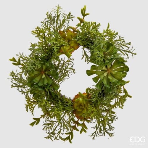 EDG Guirlande Couronne de feuilles et plantes grasses ∅ 46 cm