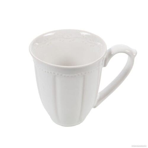 Mug in porcellana bianca decori in rilievo Romy