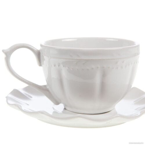 Alternative view of Tasse à thé et soucoupe en porcelaine blanche Romy