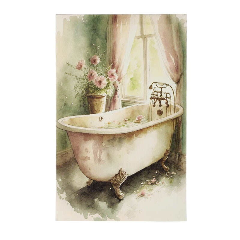 Set 3 Quadri Tela Leopardo Per Bagno 30x30 Cm - DuoBaorom - Stampe Nature Morte Con Vasca, Foto Incorniciate Pronti Da Appendere - Decorazione Murale Vintage Per Soggiorno, WC - 4
