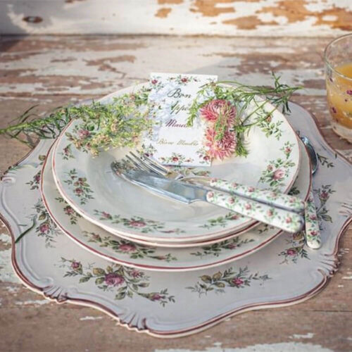 Servizio di piatti con fiori per 6 persone Moss Roses