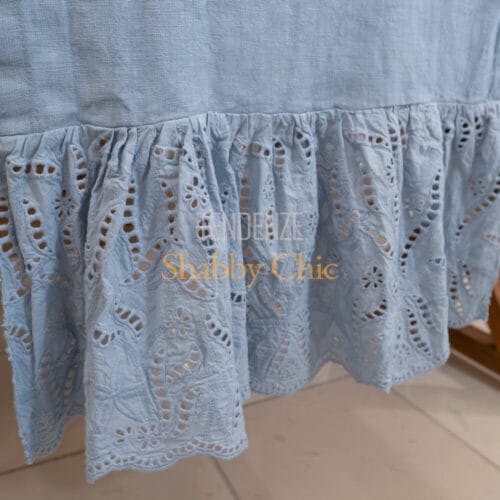 Chez Moi Chemin de table en lin et broderie anglaise bleuet 40x140 – Image 2