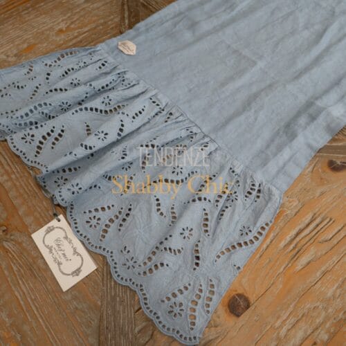Chez Moi Chemin de table en lin et broderie anglaise bleuet 40x140 – Image 4