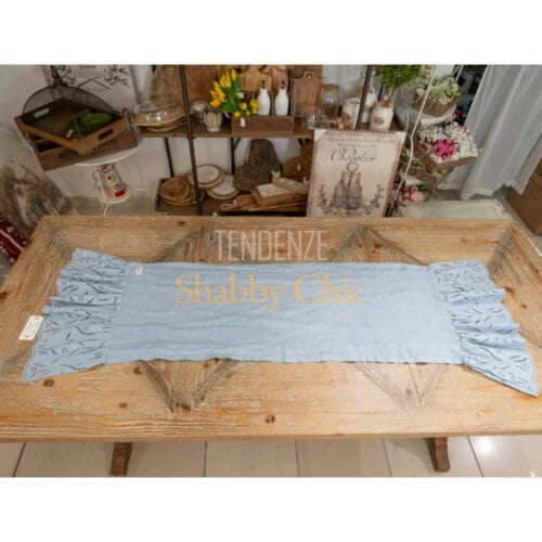 Chez Moi Chemin de table en lin et broderie anglaise bleuet 40x140 – Image 5