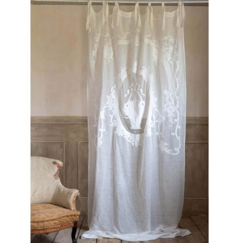 Blanc Mariclo Tenda in lino ricamata Dentelle 140x290