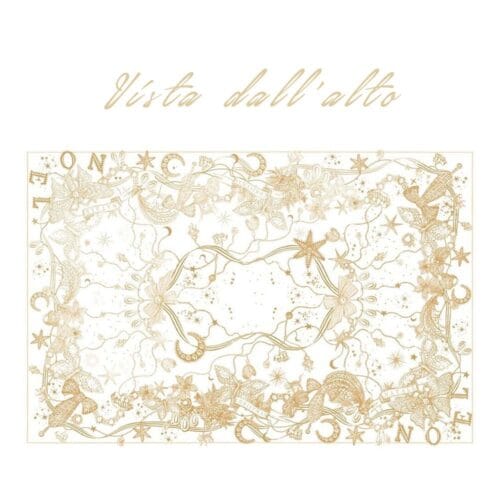 Blanc Mariclo Tovaglia natalizia in cotone e disegni oro La Fable Dore 160x340 3