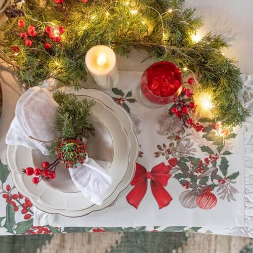 Tovaglia Natalizia Con Decorazioni Invernali - Perfetta Per Cene E Feste In Cucina