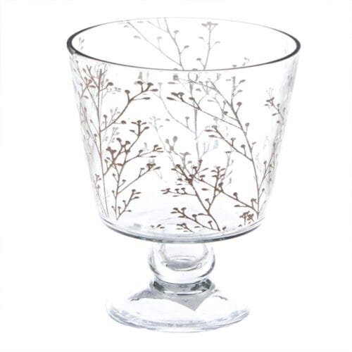 Blanc Mariclo Portacandela in vetro con decori oro 15x13