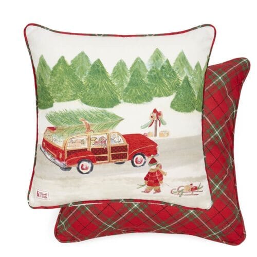 Alternative view of Nuvole di Stoffa Cuscino natalizio macchina rossa con albero di natale double face 40x40