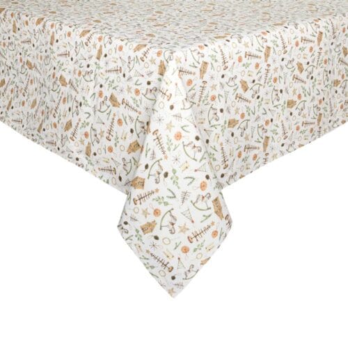 Tovaglia natalizia in cotone della collezione Ricordi di Nuvole di Stoffa, disponibile in 3 dimensioni, con design festivo e dettagli natalizi.