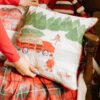 Nuvole di Stoffa Cuscino natalizio macchina rossa con albero di natale double face