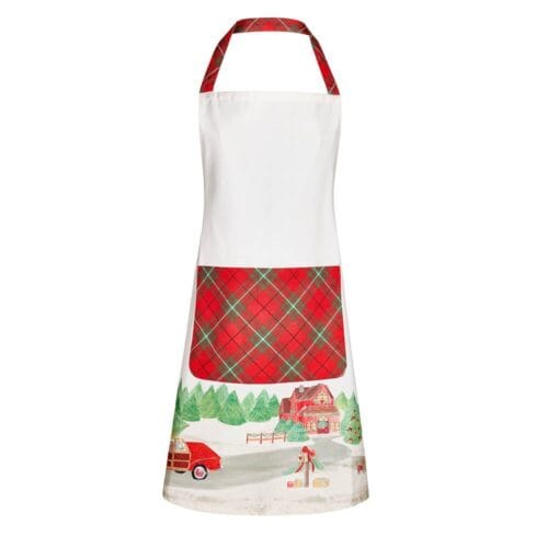 Nuvole di Stoffa Grembiule da Cucina in Cotone 65x75 cm - Collezione Cartolina di Natale