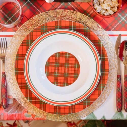 servizio piatti in tartan porcellana