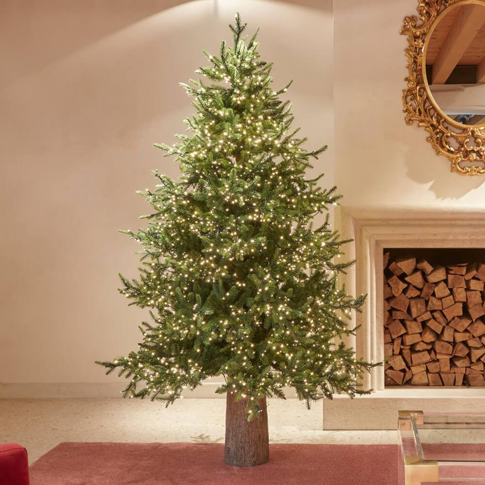 albero di Natale artificiale PINO LUXURY di 180 cm con 3000 LED, rami densi e realistici, perfetto per decorazioni natalizie di lusso, marchio Enzo de Gasperi.