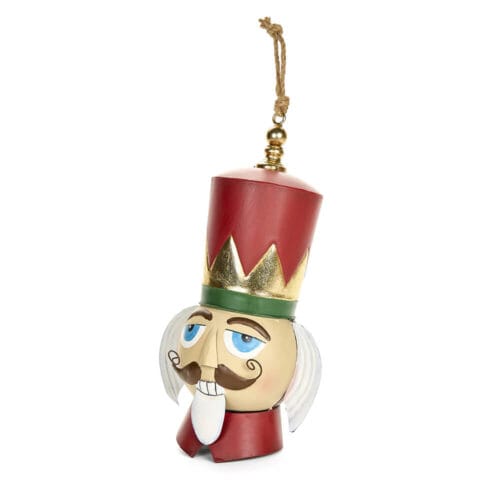 Schiaccianoci natalizio in metallo con cappello rosso e verde, altezza 51 cm, decorazione dettagliata e colorata per le festività