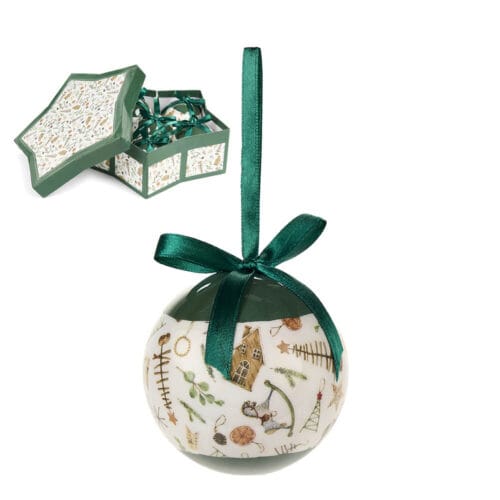 Set di 6 palline di Natale con scatola a forma di stella, collezione Ricordi di Nuvole di Stoffa.