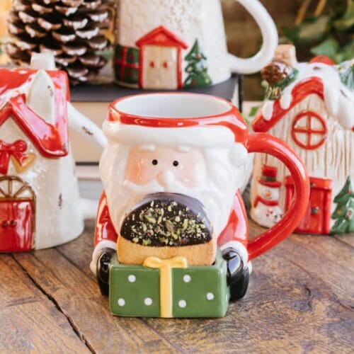 Tazza Babbo Natale Porta Biscotti in Ceramica - Nuvole di Stoffa