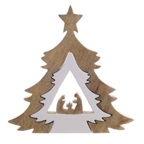 Decorazione natalizia Albero di natale in legno H 34 cm Blanc Mariclo