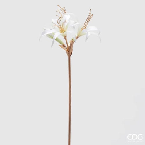 Ramo di Amaryllis con stelo dorato e bocciolo, altezza 80 cm, del marchio EDG Enzo De Gasperi, realizzato in plastica di alta qualità