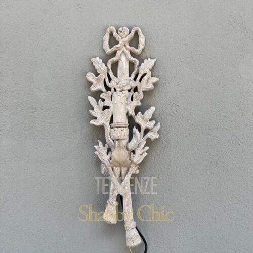 Blanc Mariclo Applique da parete shabby chic con fiocco 1 luce H 57 cm