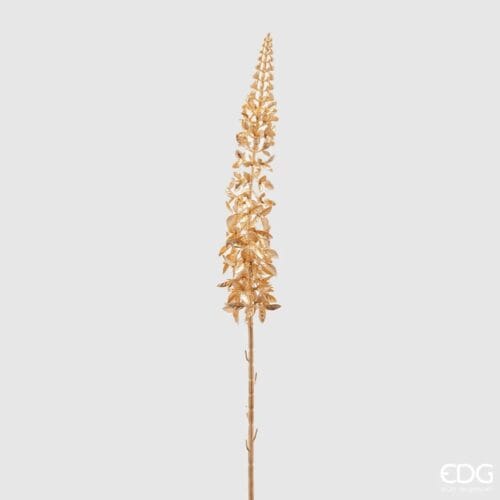 Ramo di Eremurus dorato, altezza 106 cm, del marchio EDG Enzo De Gasperi, realizzato in plastica di alta qualità. Ideale per composizioni natalizie.