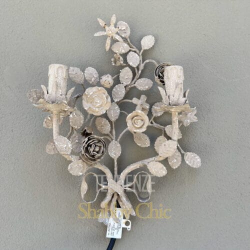 Blanc Mariclo Applique da parete shabby chic con rose 2 luci