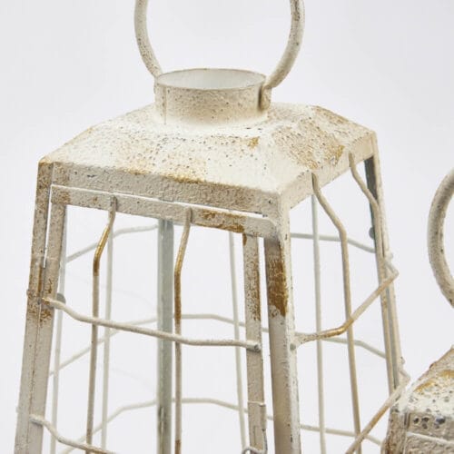 Alternative view of EDG Paire de lanternes shabby chic en métal blanc et verre